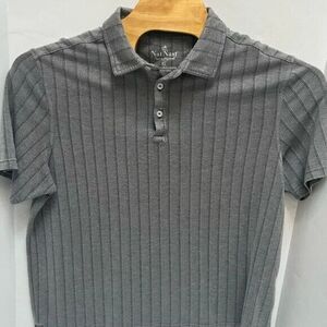Nat Nast‎ Luxury Originals Gray Striped Rayon Blend Polo Shirt size XL